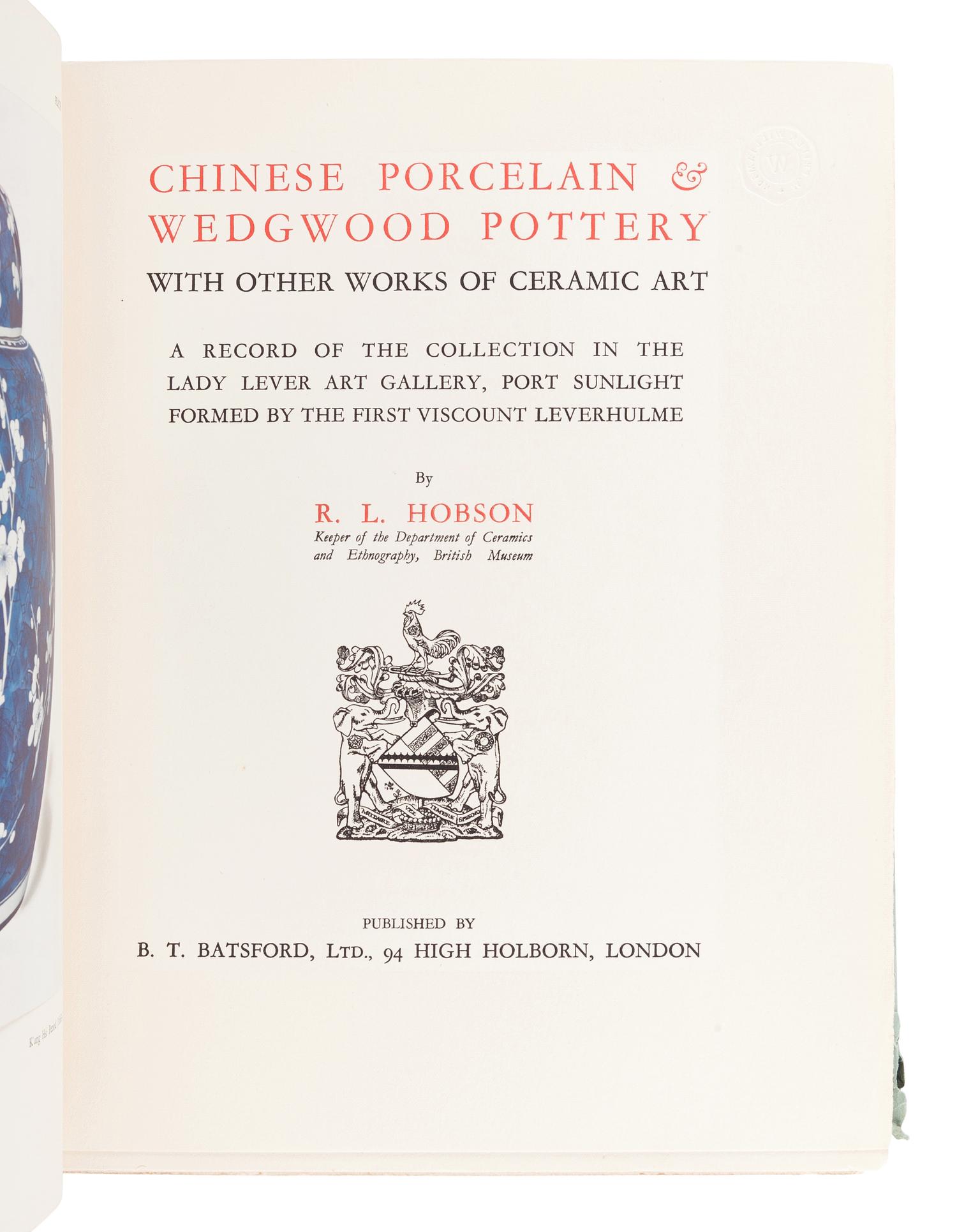 [FURNITURE & DECORATIVE ARTS]. TATLOCK, R. R. and Roger FRY, R. L. HOBSON, and Percy MACQUOID.