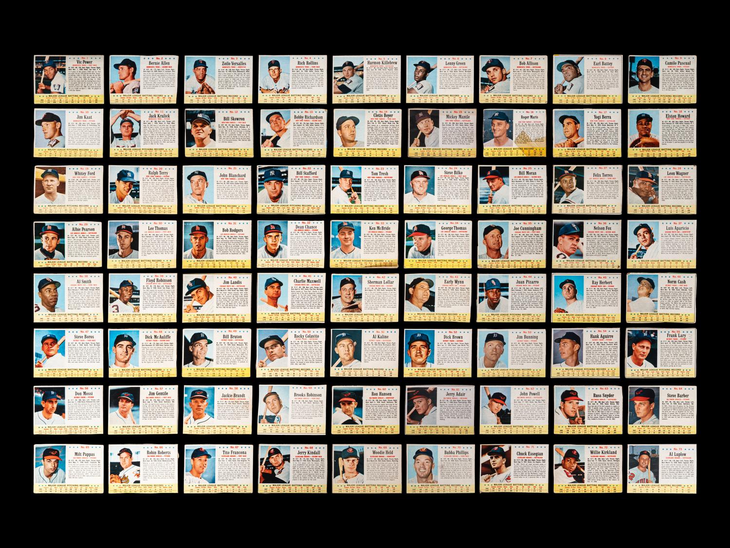 A Near Set of 1963 Post Cereal Baseball Cards (198/200) Including Mickey Mantle, Multiple Hall of Famers and Short Prints
