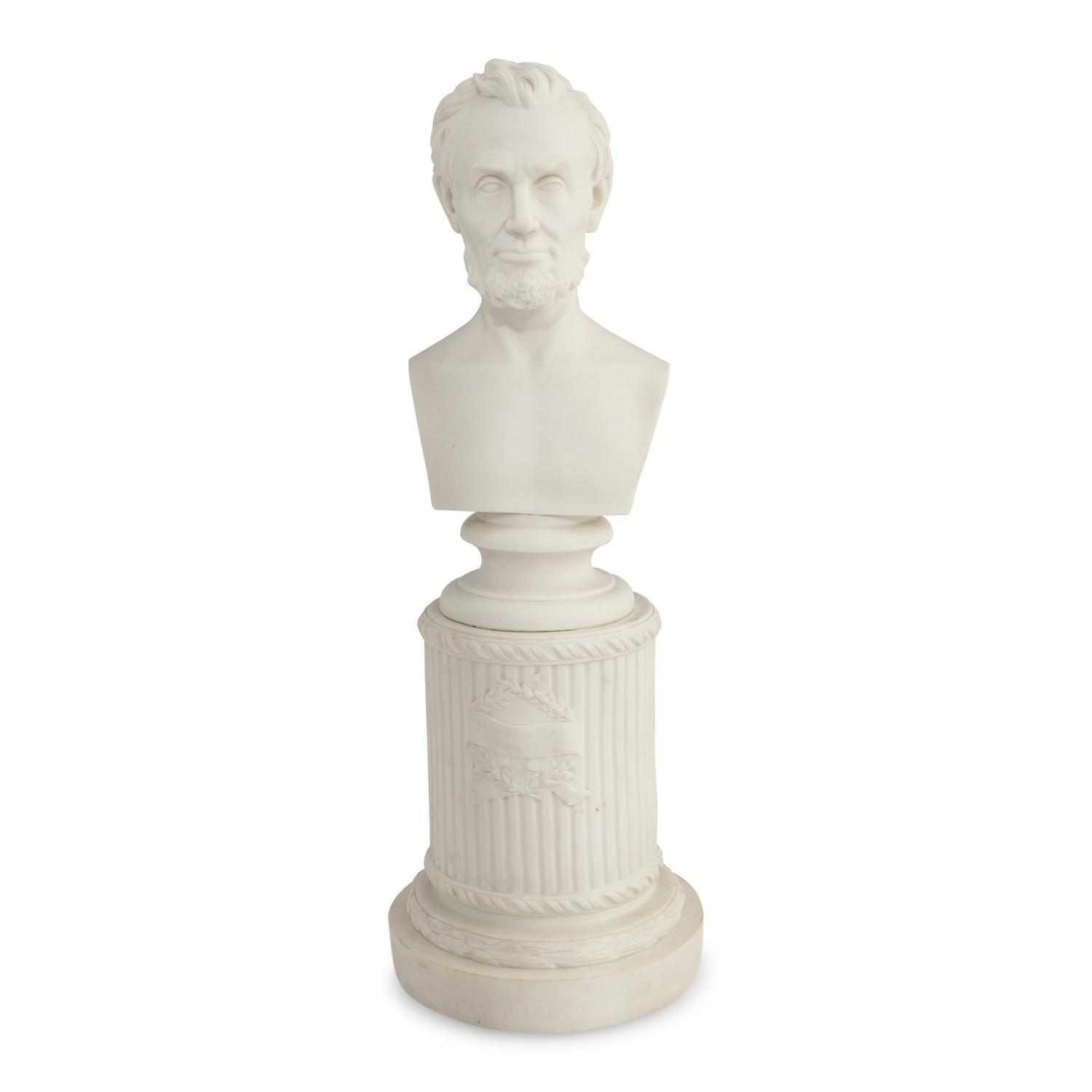 Martin Milmore (American, 1844-1883) Bust of Abraham Lincoln 19th century parianware