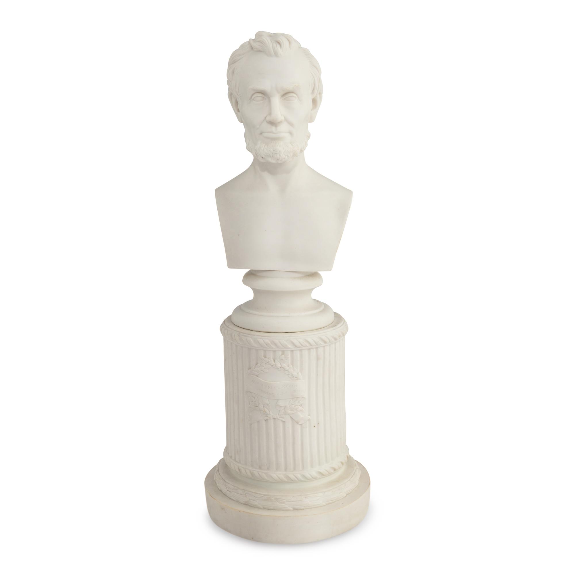 Martin Milmore (American, 1844-1883) Bust of Abraham Lincoln 19th century parianware