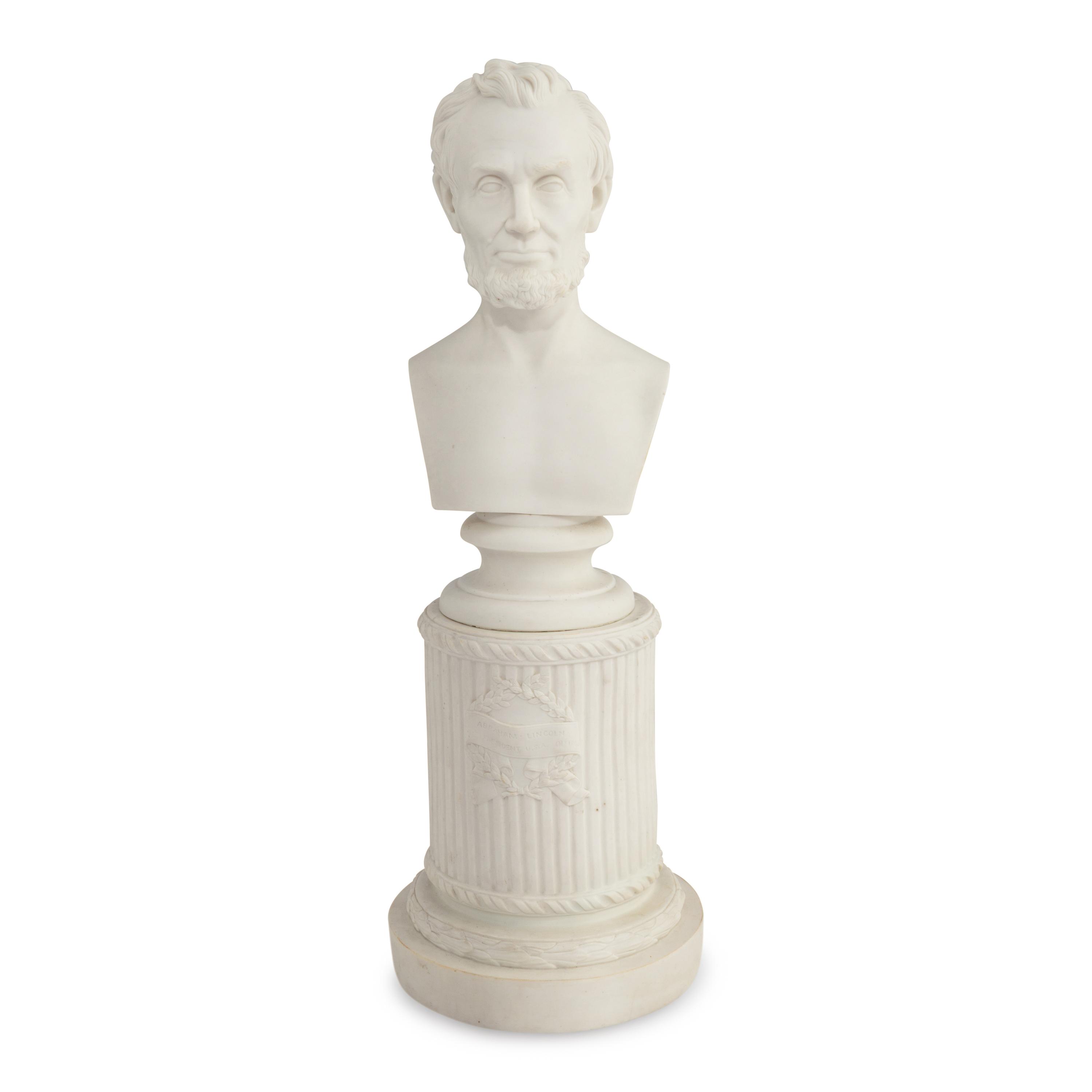Martin Milmore (American, 1844-1883) Bust of Abraham Lincoln 19th century parianware