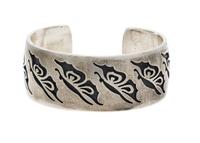A Sterling Silver Overlay Butterfly Motif Cuff Bracelet, Floyd Namingha Lomakuyvaya, Hopi, 41.00 dwts.