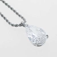 A diamond and platinum solitaire necklace