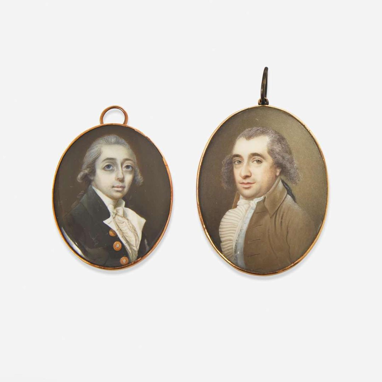 English School 18th century Two Portrait Miniatures of Gentlemen