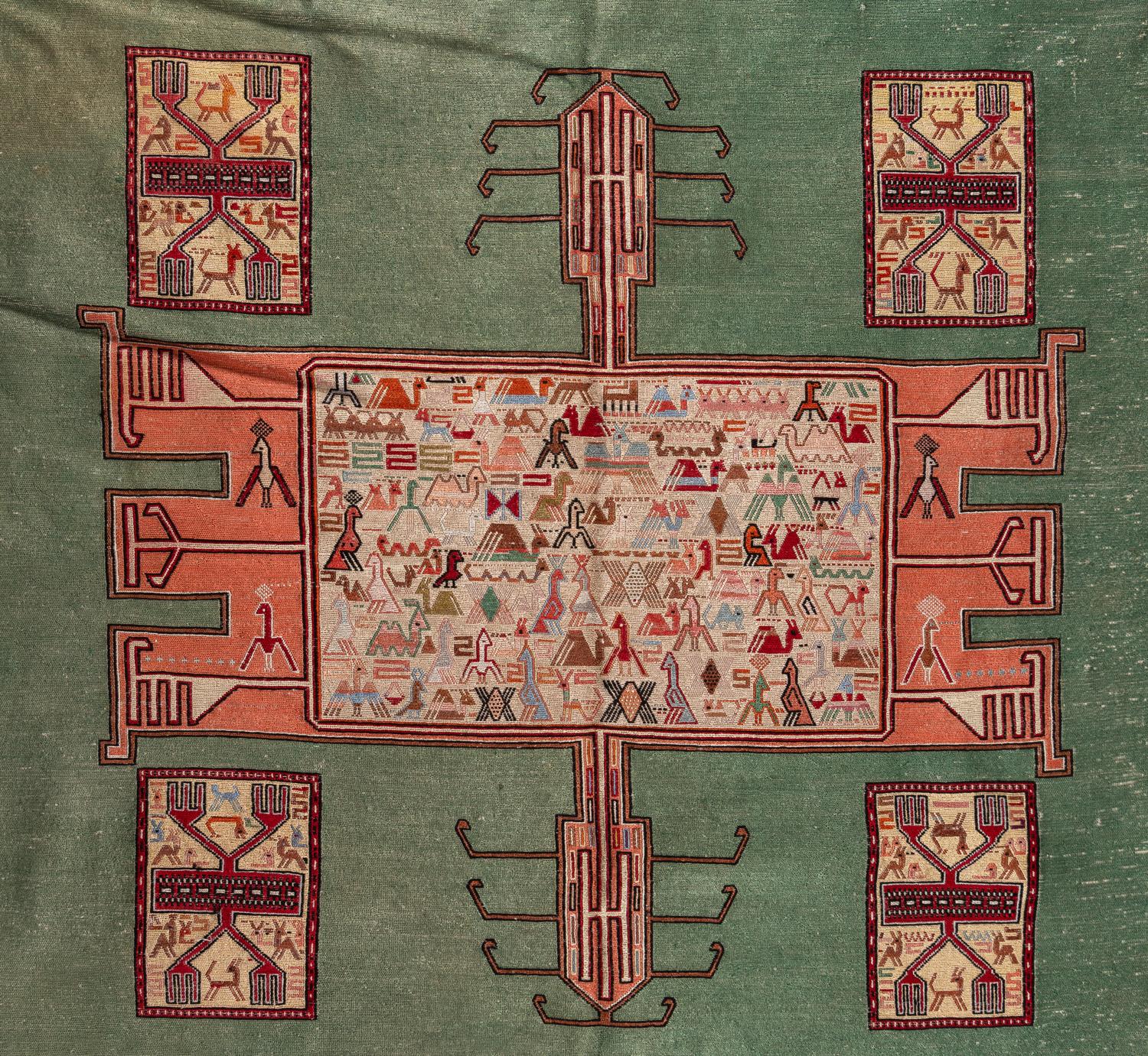 A Soumak Silk and Wool Blend Rug
