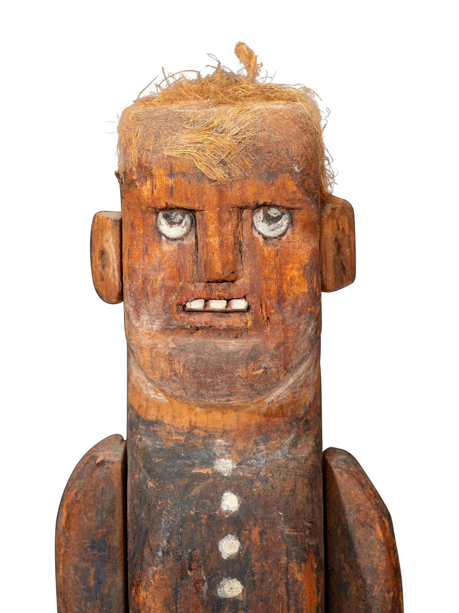Four Folk Art Carved Wood Articulated Figures