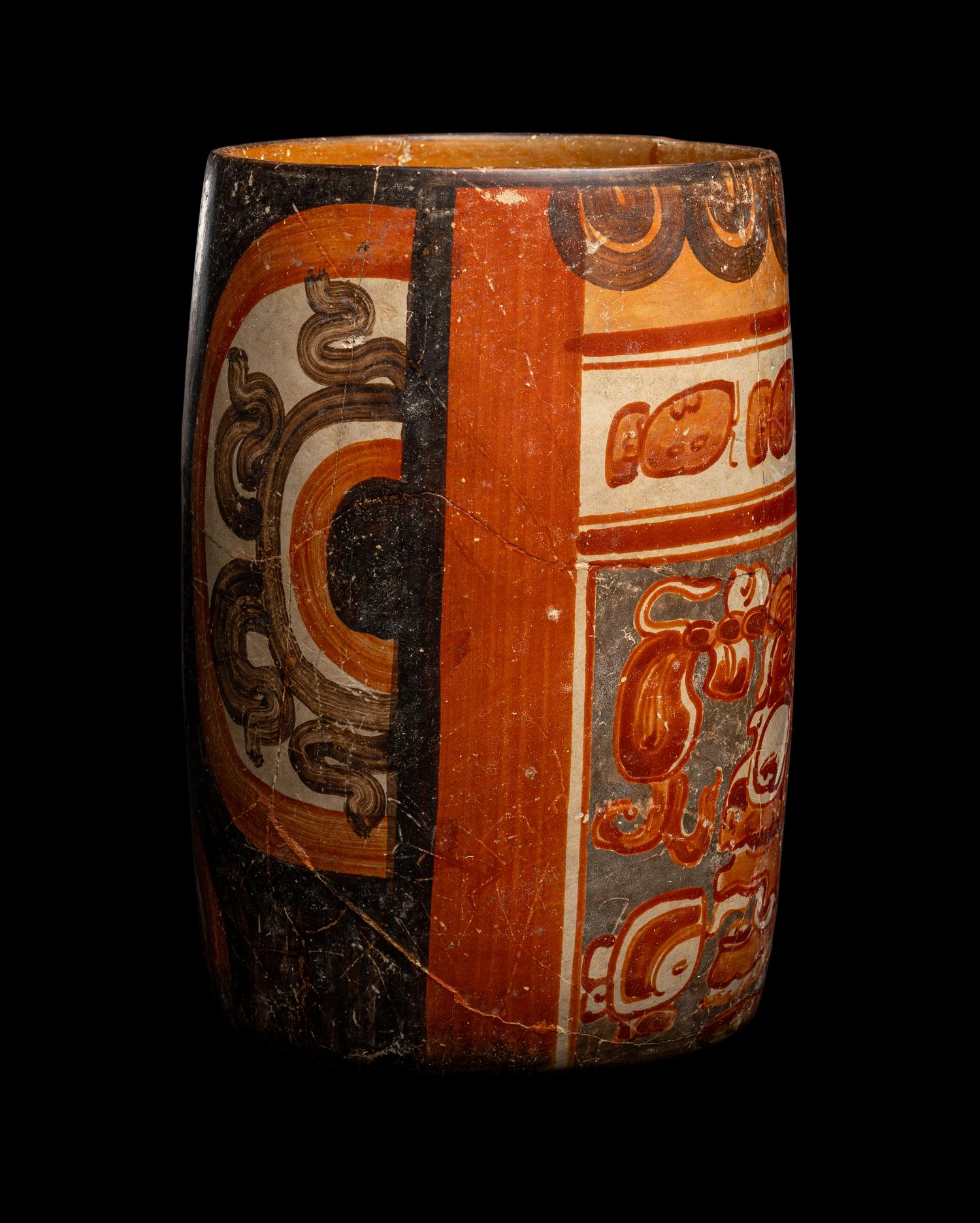 A Maya Polychrome Cylinder Vessel