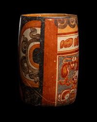 A Maya Polychrome Cylinder Vessel