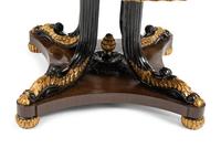 A Continental Parcel Ebonized Marquetry Center Table