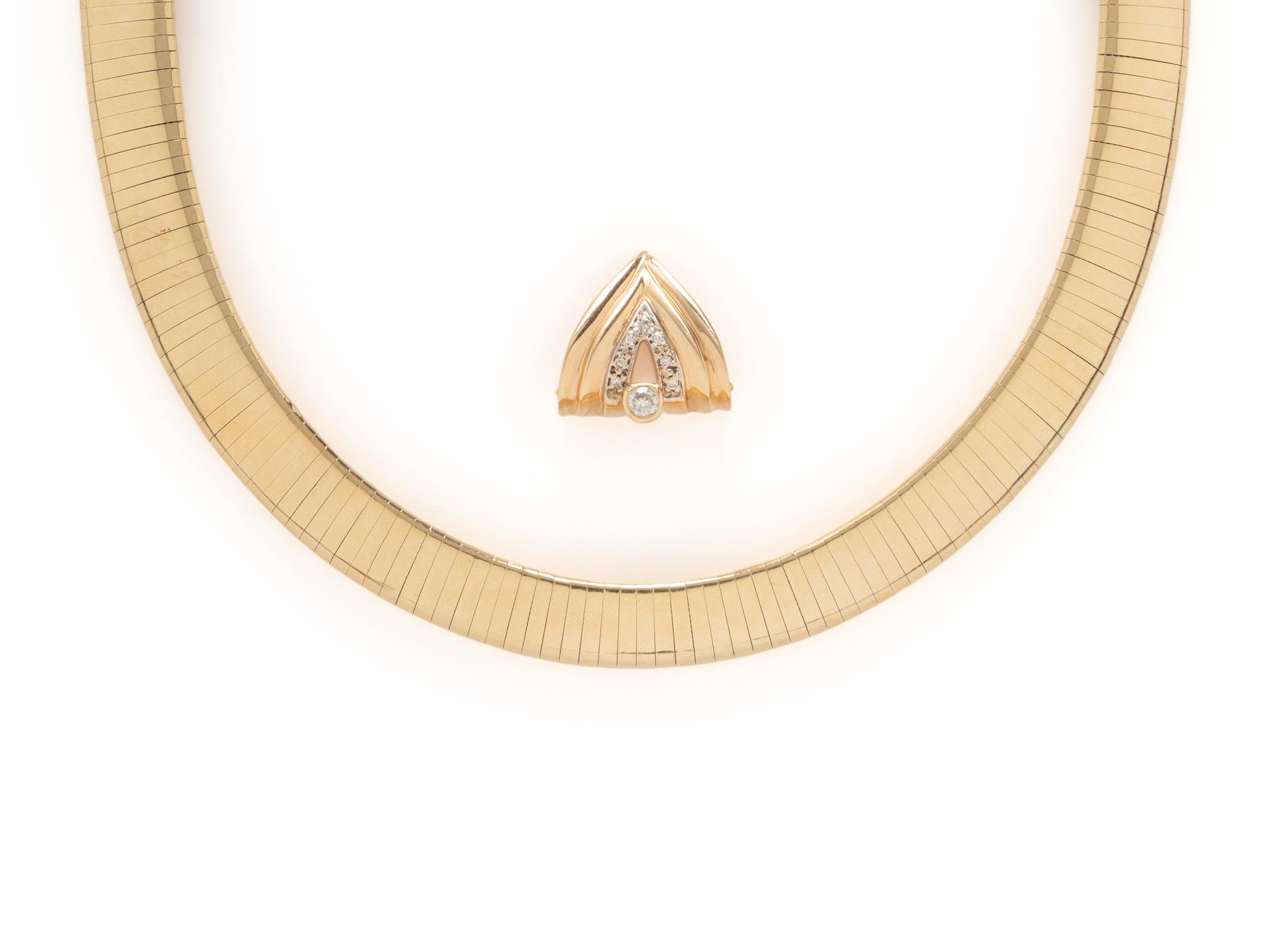 YELLOW GOLD AND DIAMOND OMEGA SLIDE NECKLACE