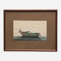 A Suite of Eight Chinese Export Paintings of Junks and Vessels 19th century