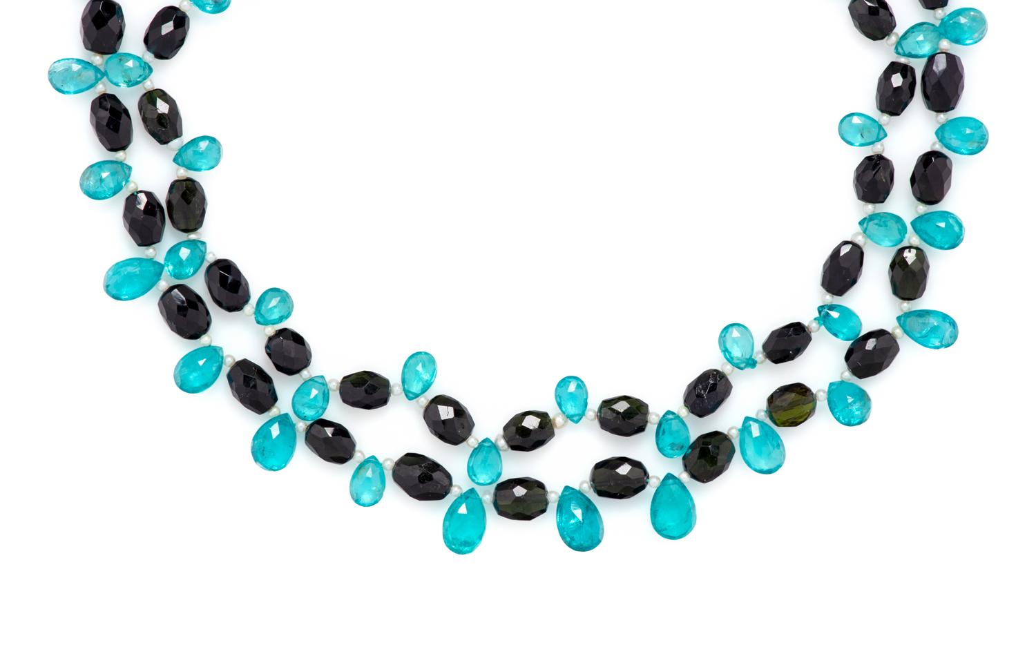 APATITE AND TOURMALINE BEAD NECKLACE