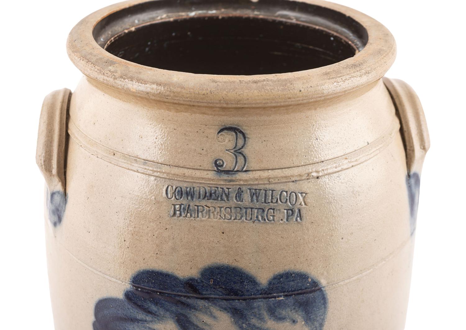 Two Cobalt-Decorated Stoneware Vessels