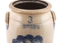 Two Cobalt-Decorated Stoneware Vessels