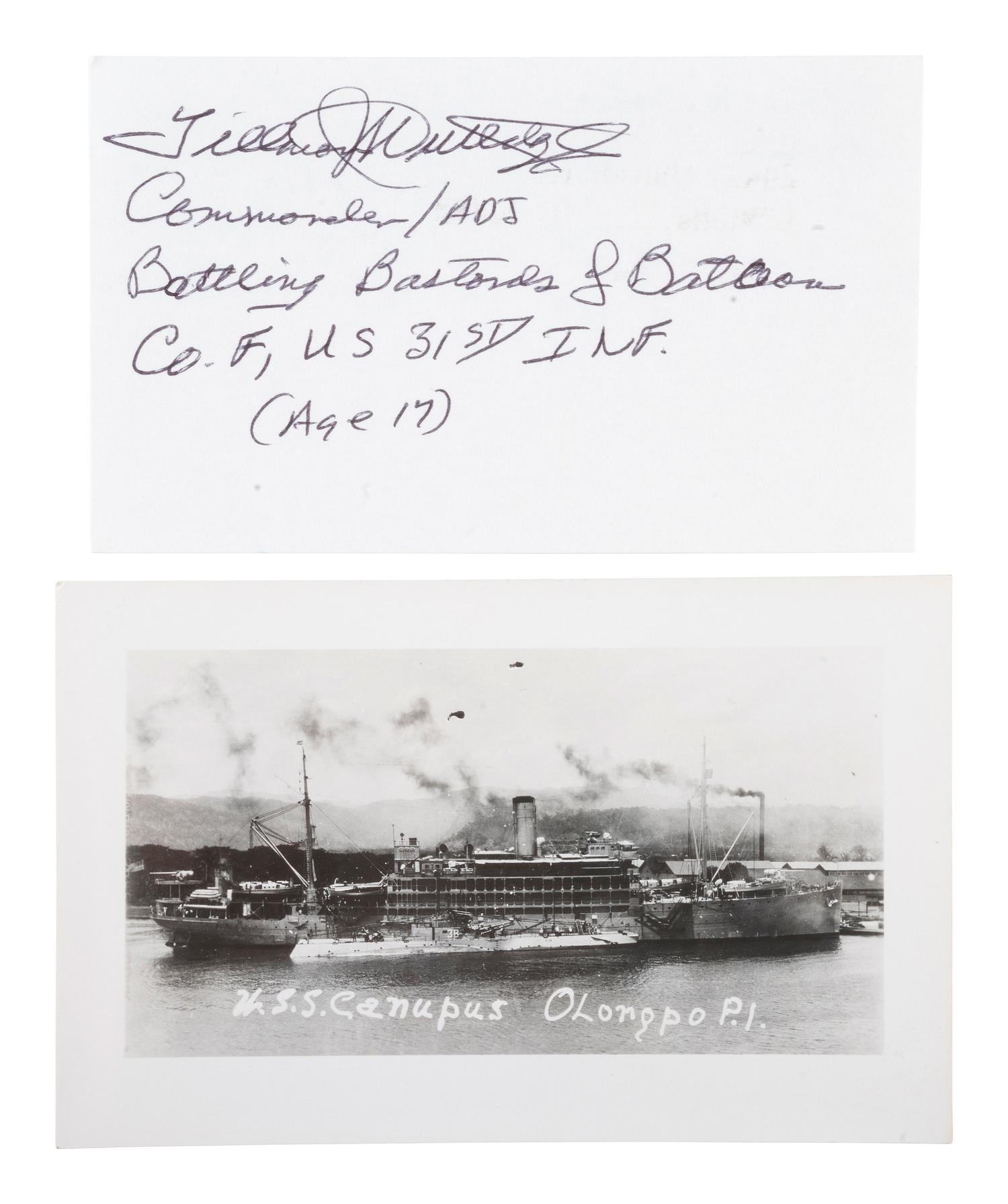 [WWII]. Bataan and Corregidor survivor signatures incl. Generals Wainwright and MacArthur.