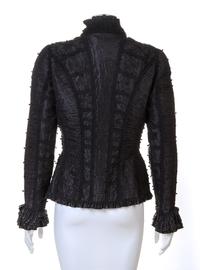 An Oscar de la Renta Black Silk Ruched Evening Jacket, Size 8.
