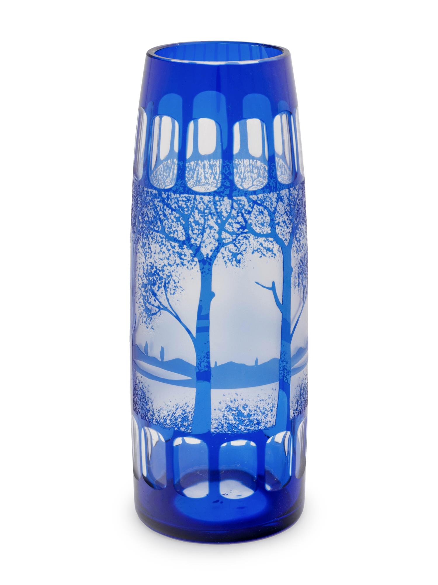 A Bohemian Cut-to-Clear Glass Vase