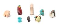 Eight Carved Zuni Bear Fetishes Height of largest 2 x length 2 3/8 inches