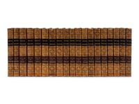 [BINDINGS]. A group of approximately 76 volumes, most in contemporary leather bindings, including works related to British history, illustration, and literature, comprising: