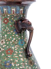 A Pair of Japanese Cloisonné Vases Mounted as Lamps