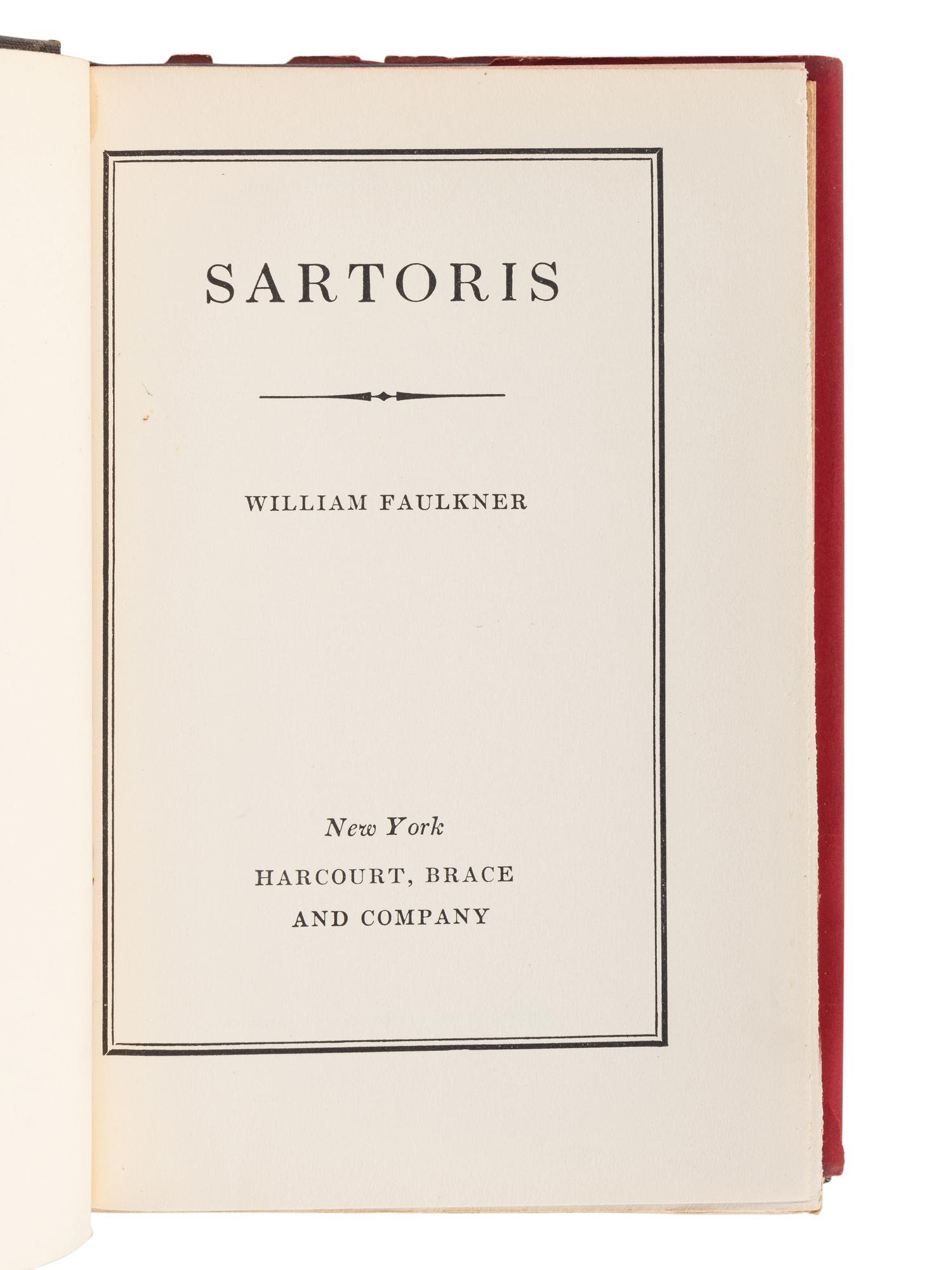 FAULKNER, William (1897-1962). Sartoris . New York: Harcourt, Brace and Company, 1929.