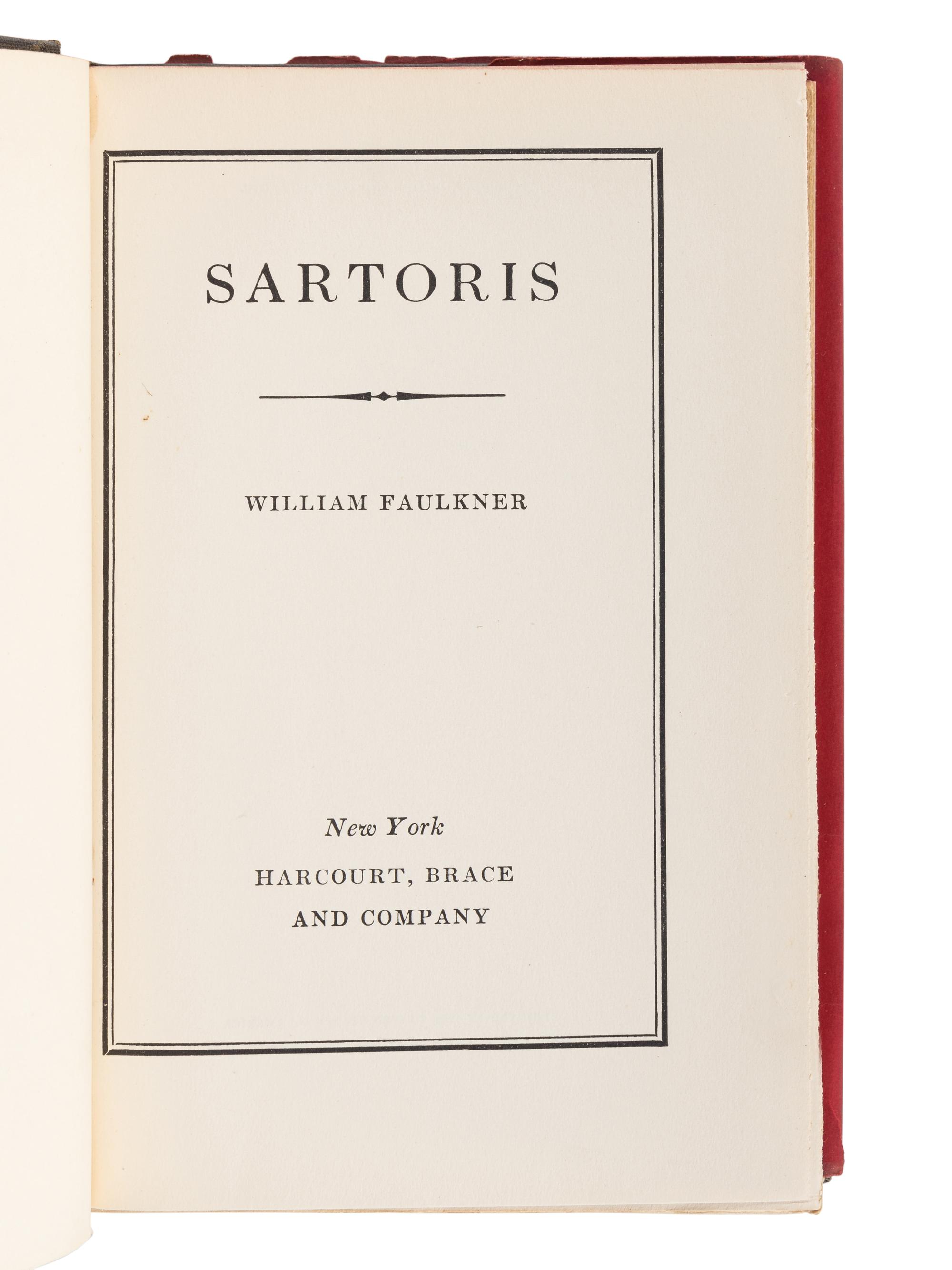 FAULKNER, William (1897-1962). Sartoris . New York: Harcourt, Brace and Company, 1929.