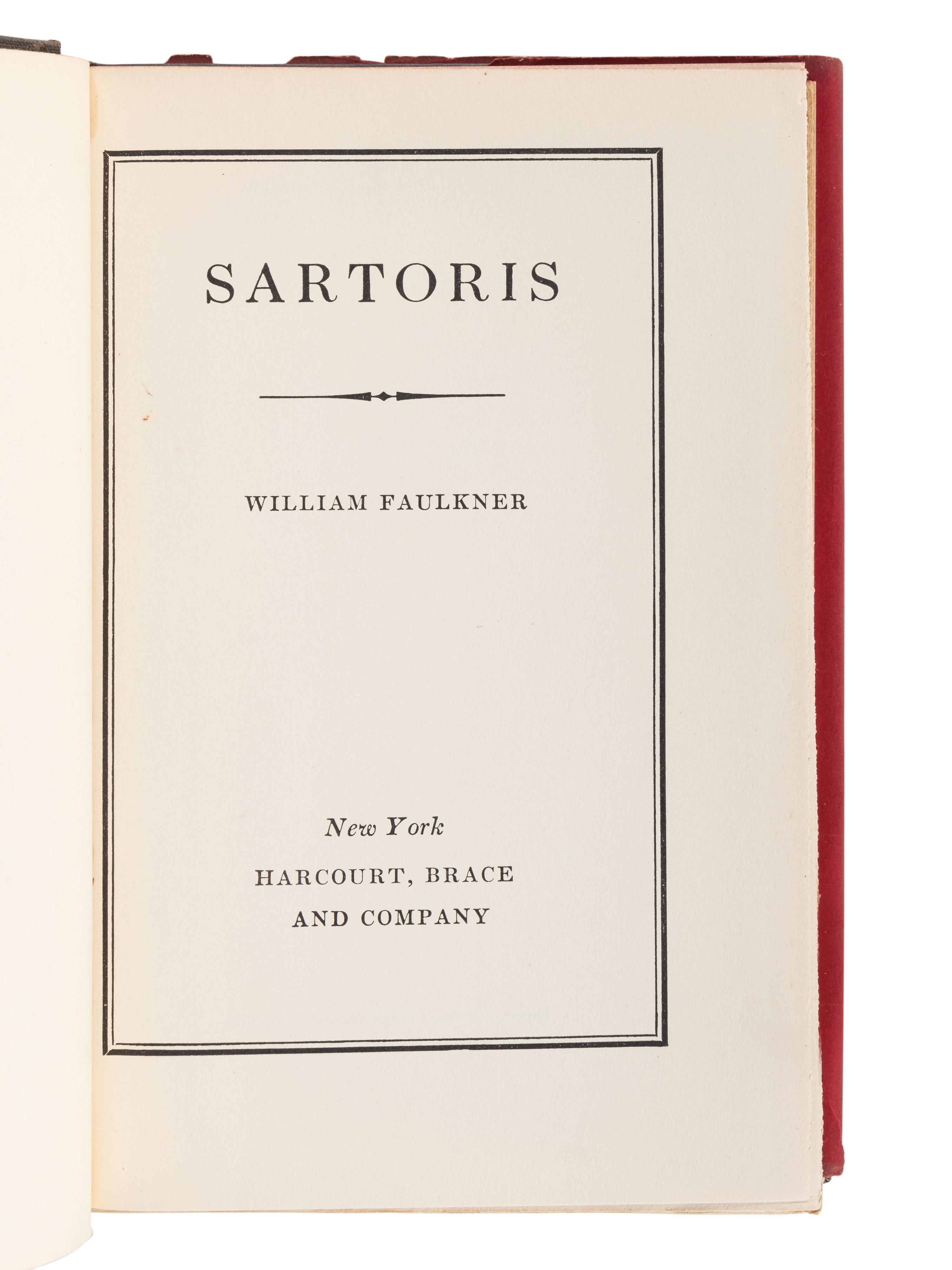 FAULKNER, William (1897-1962). Sartoris . New York: Harcourt, Brace and Company, 1929.