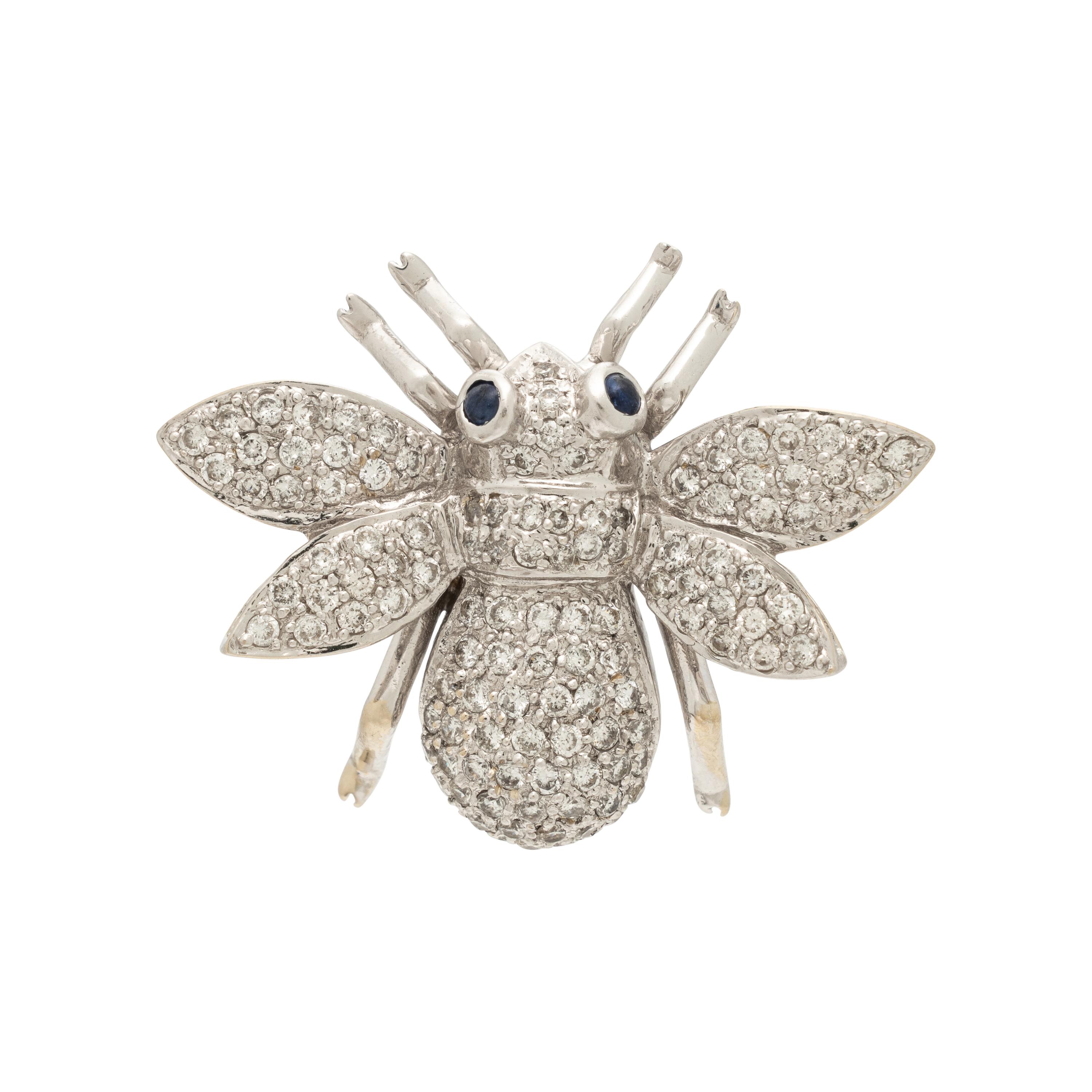 White Gold and Diamond Bee Pin