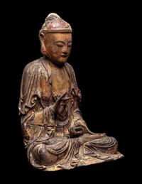 A Japanese Gilt Lacquered Figure of Seated Buddha