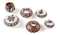 A Group of Thirteen Acoma Pueblo Pottery Articles Height of tallest 1 5/8 inches. — Various Makers