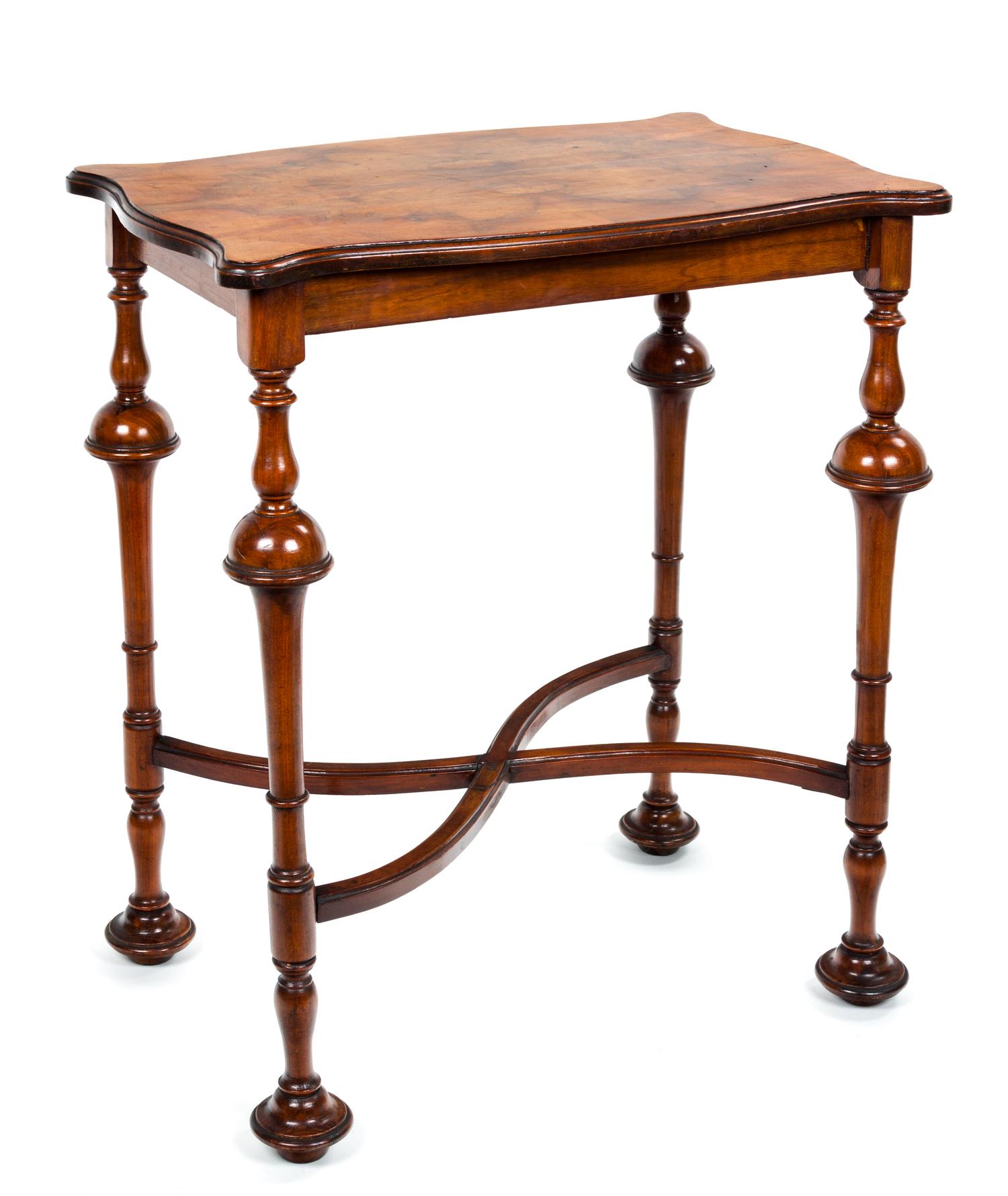 A Late Victorian Walnut Occasional Table Height 28 3/4 x width 24 x depth 16 inches. — LATE 19TH CENTURY