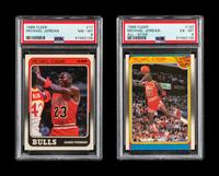 A Group of Two 1988 Fleer Michael Jordan PSA Graded Basketball Cards,