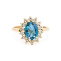 AQUAMARINE AND DIAMOND RING