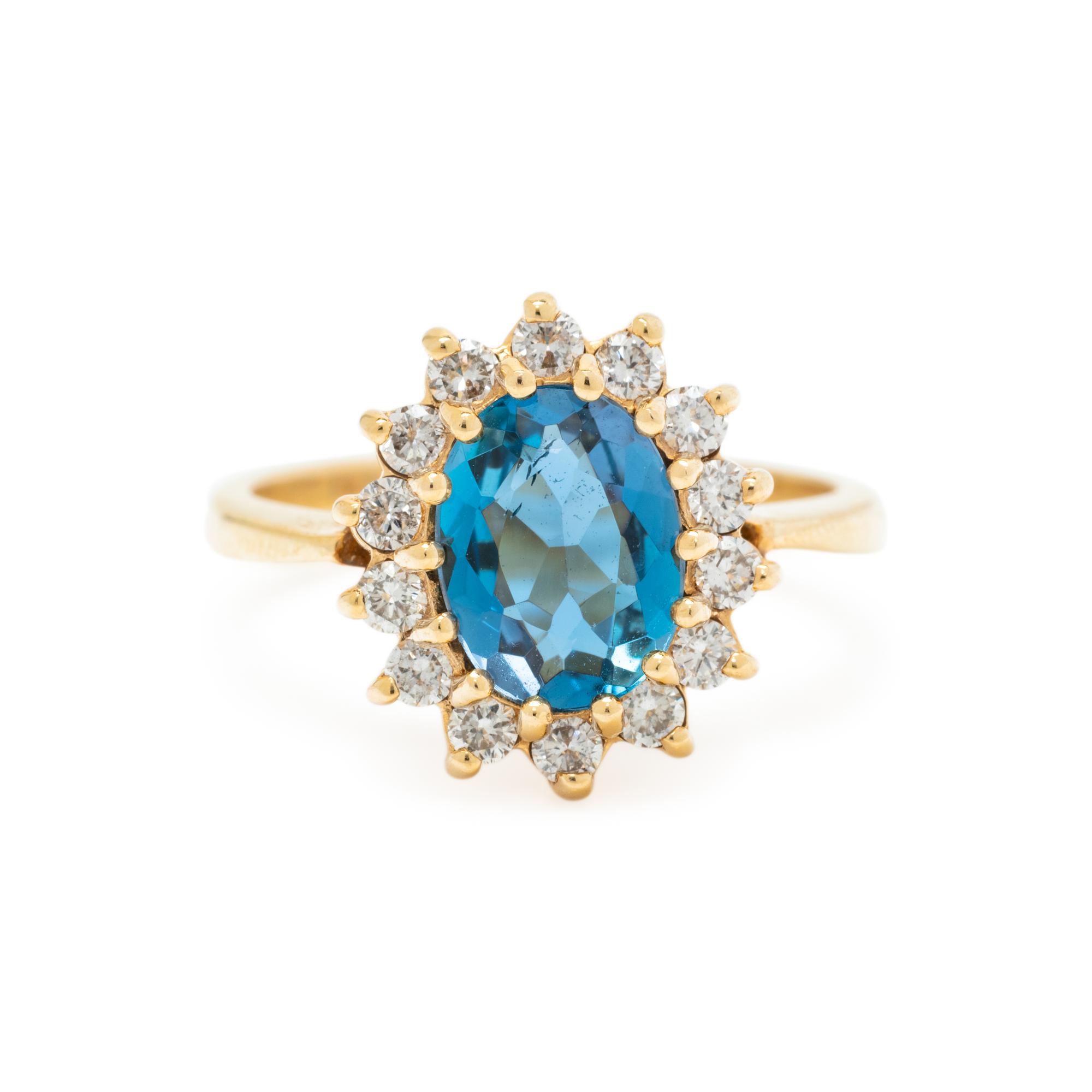 AQUAMARINE AND DIAMOND RING