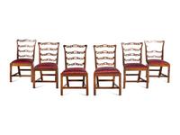 A Set of Six Federal Pierced and Carved Mahogany Dining Chairs