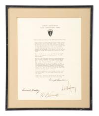 [EISENHOWER, Dwight D.]. Copy of Eisenhower's Order of the Day issued to US servicemen on 5 June 1944, signed by Omar BRADLEY, Walter Bedell SMITH, and Matthew B. RIDGWAY.