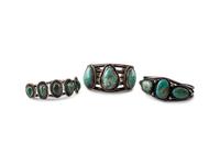 Navajo Silver and Turquoise Cuff Bracelets