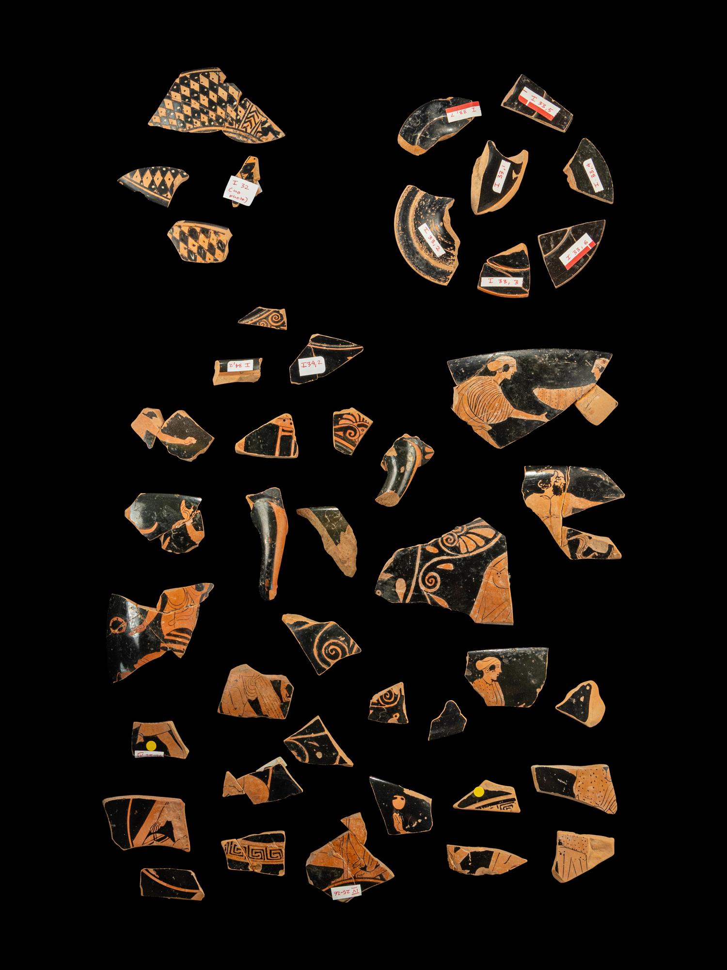 42 Attic Red-Figured Vase Fragments