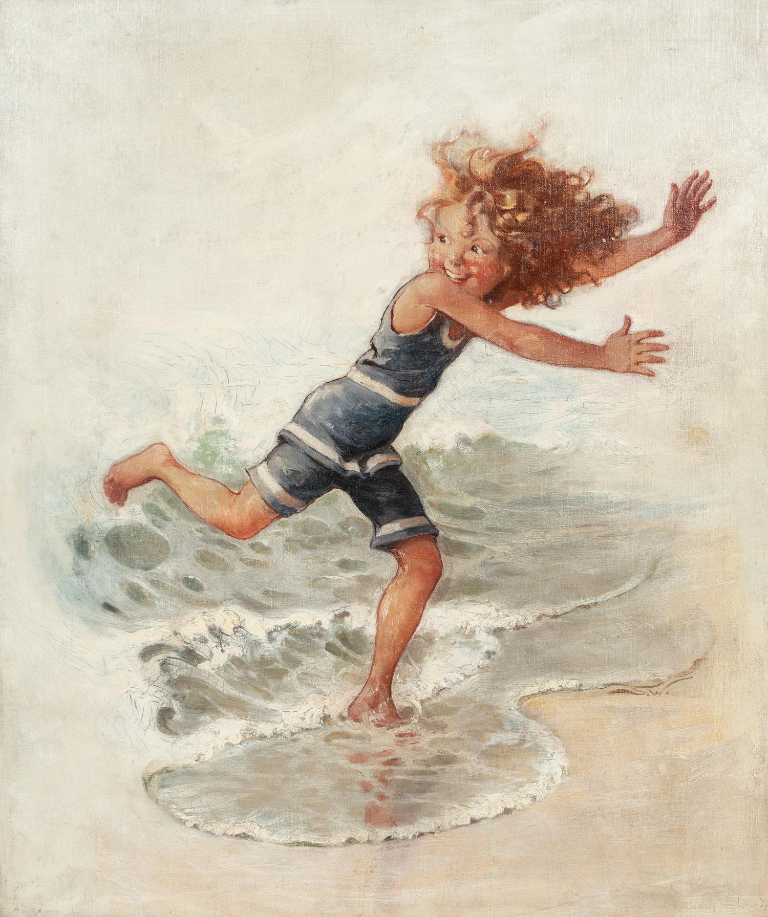 Running from Waves ( Saturday Evening Post Cover ) , 1921