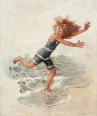 Running from Waves ( Saturday Evening Post Cover ) , 1921