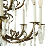 A Continental Gilt Bronze and Glass Twelve-Light Two-Tier Chandelier