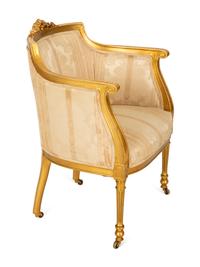 A Louis XVI Style Giltwood Bergère