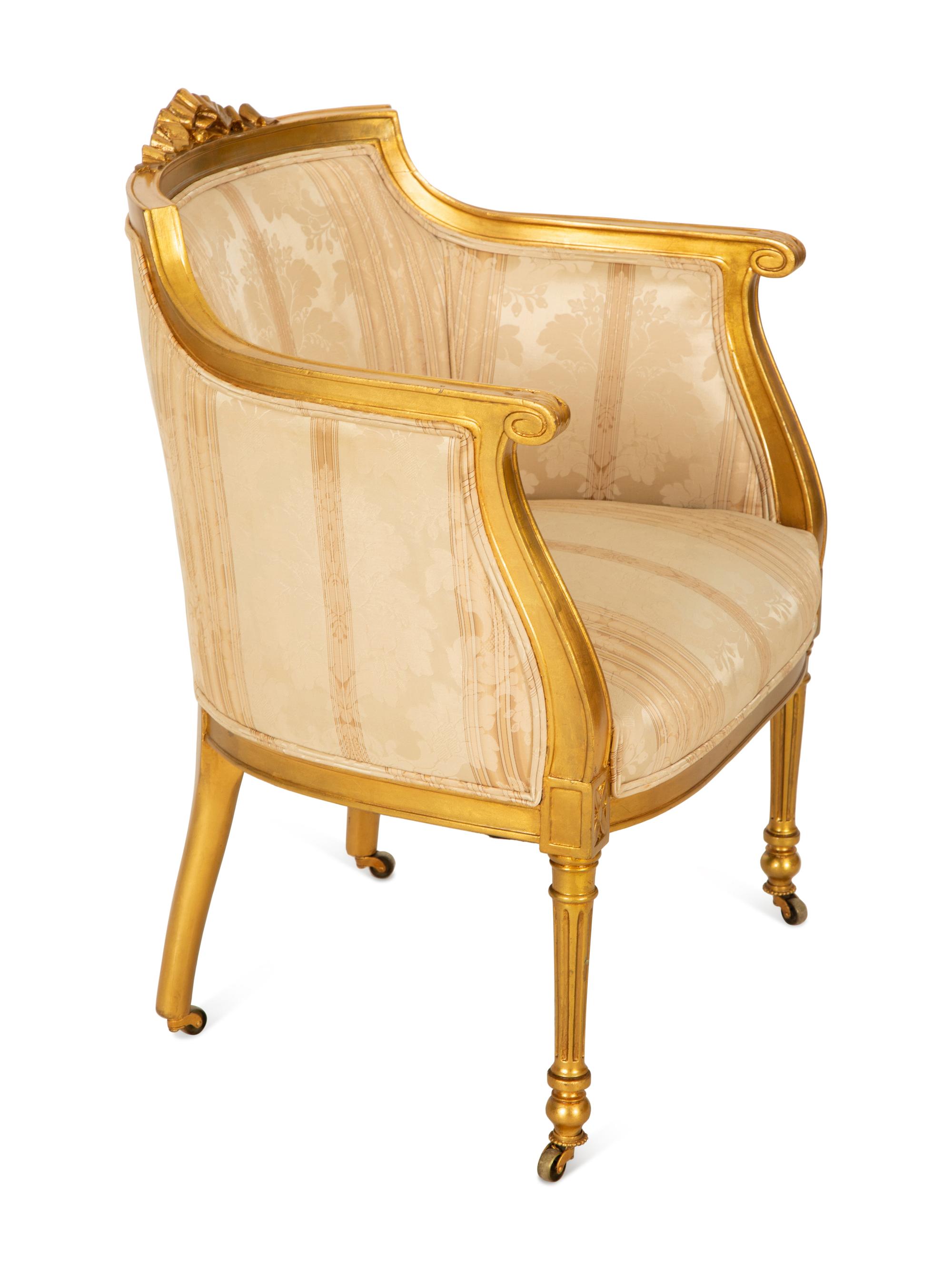 A Louis XVI Style Giltwood Bergère
