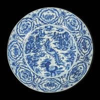 A Chinese blue and white porcelain "Phoenix" large dish 克拉克瓷器凤纹大盘 16th/17th century ???????
