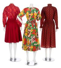 Three Vintage Designer Summer Ensembles; Two Yves Saint Laurent, One Jean Muir, 1970-80s