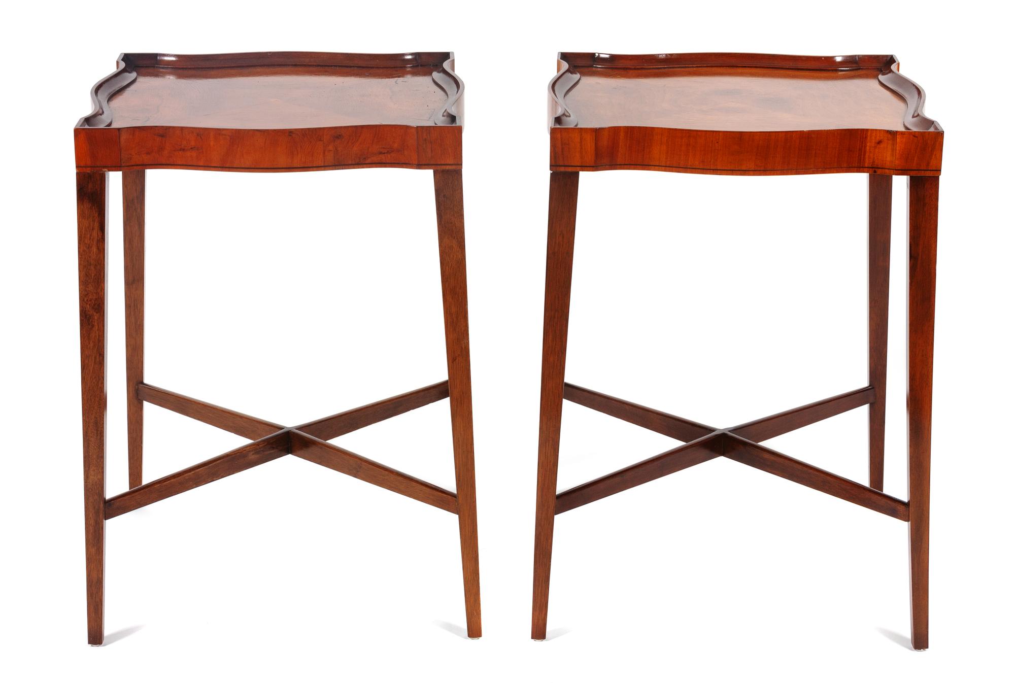 A Pair of Chippendale Style Walnut End Tables Height 24 1/2 x width 17 x depth 17 inches. — 20TH CENTURY
