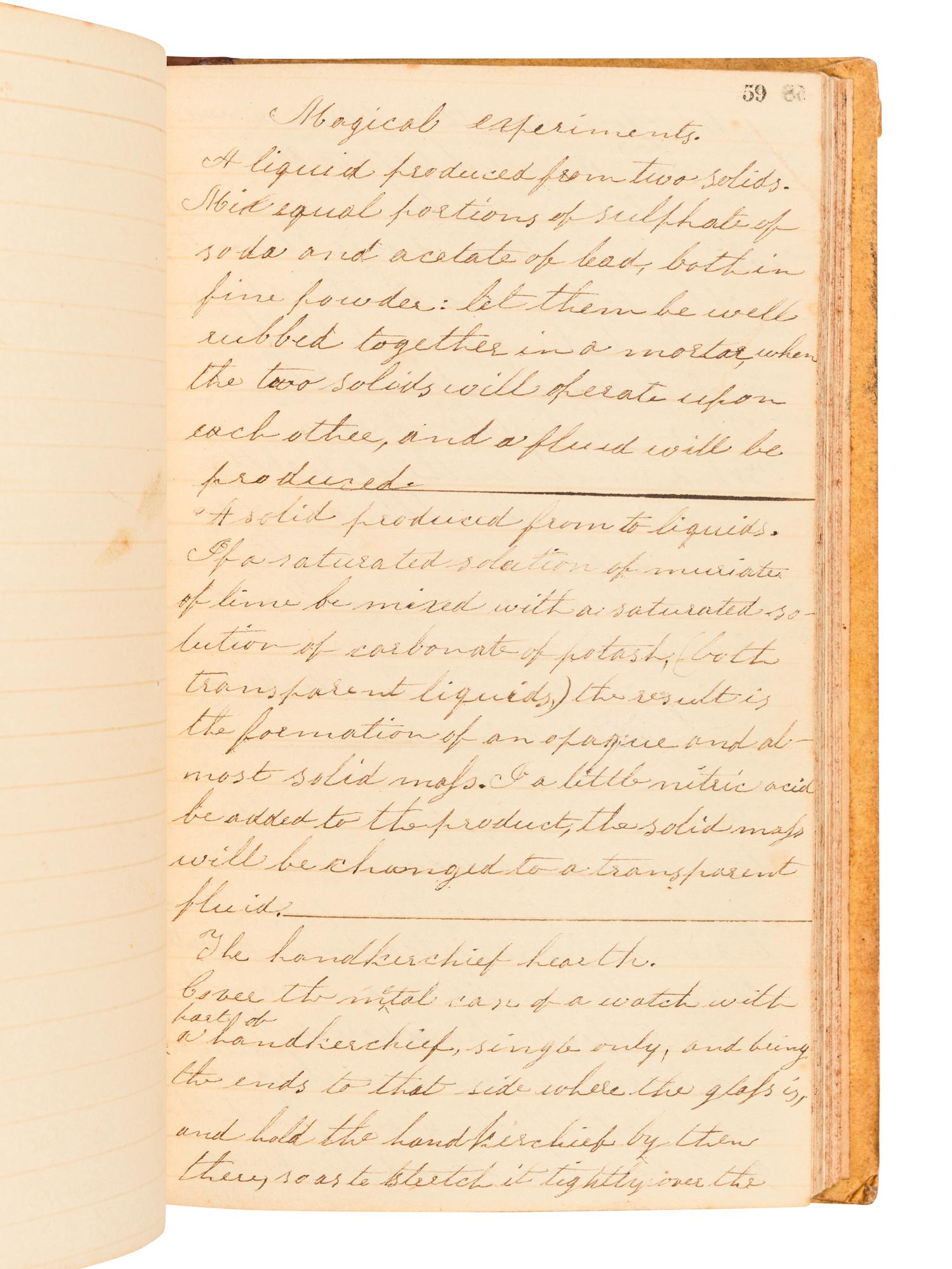 [MANUSCRIPTS – REMEDIES]. Manuscript home maintenance and home remedy guide. Jamestown, NY, 1832.