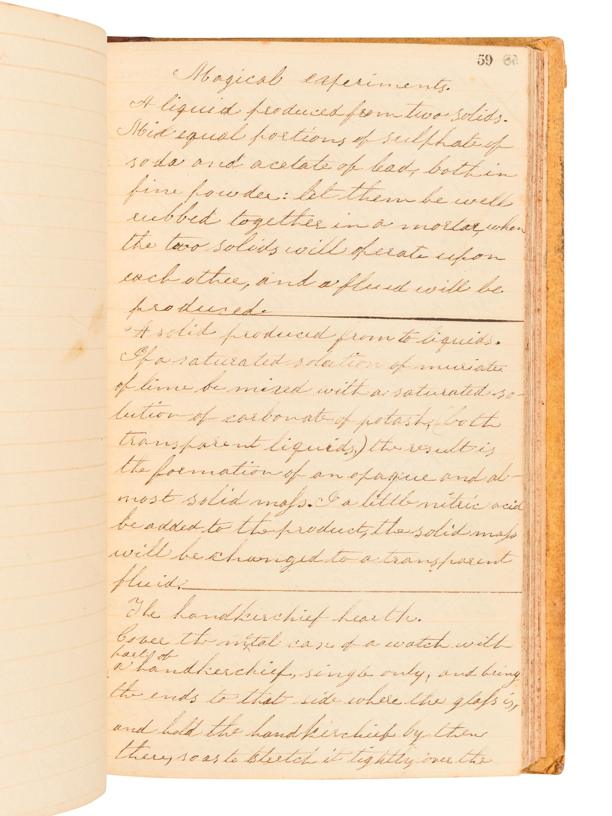 [MANUSCRIPTS – REMEDIES]. Manuscript home maintenance and home remedy guide. Jamestown, NY, 1832.
