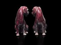 A pair of Chinese export aubergine-glazed porcelain seated dogs, 茄紫釉小狗一對