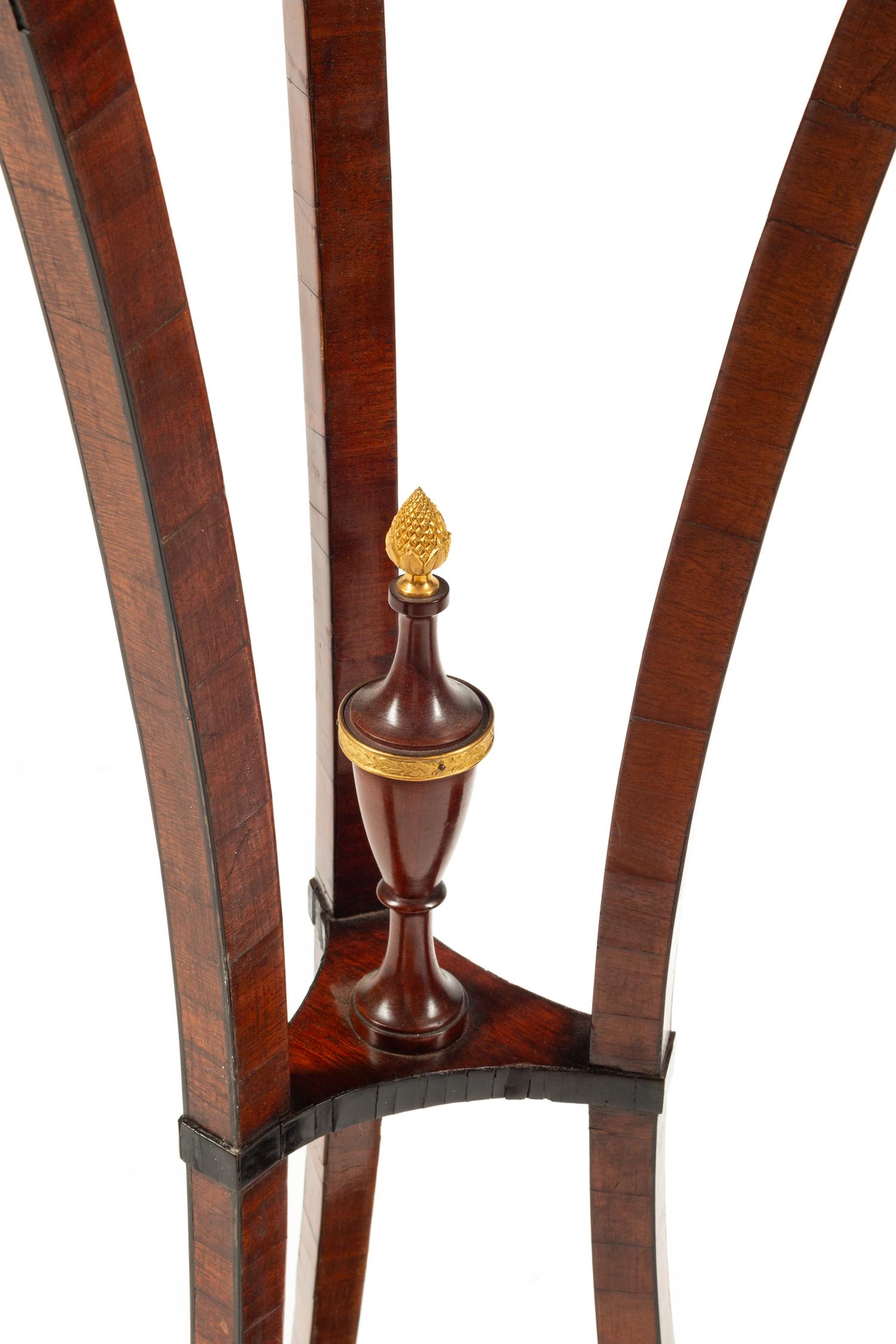 A Pair of Baltic Neoclassical Gilt Bronze Mounted Mahogany and Marble Stands